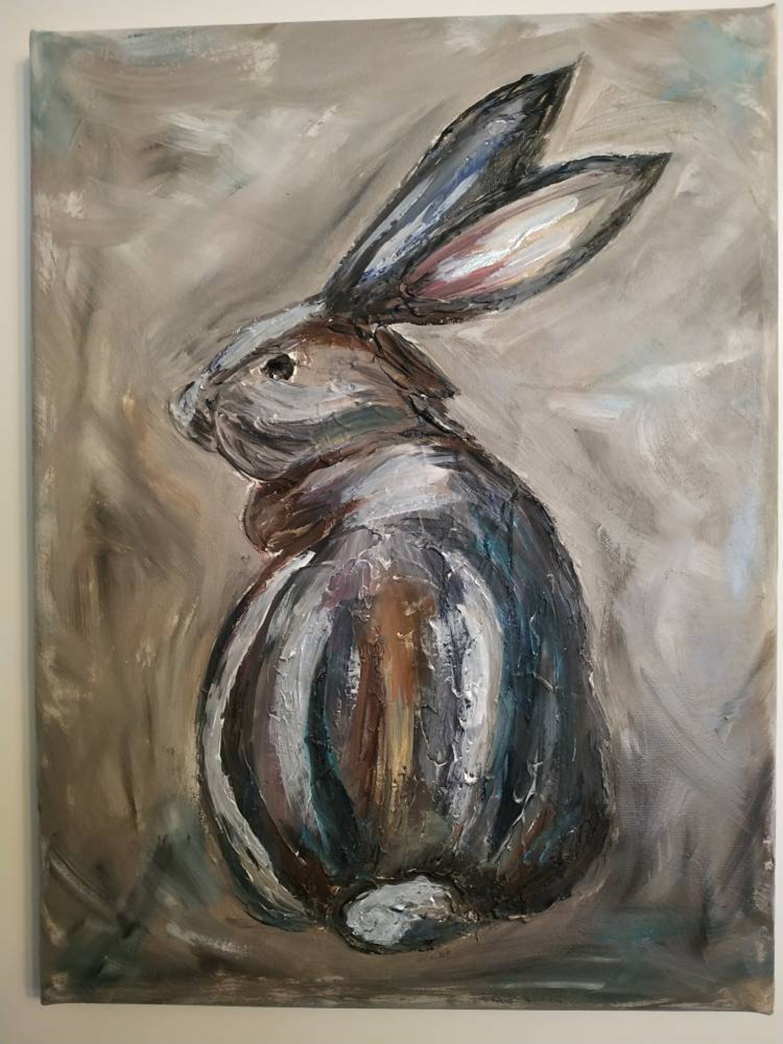 Hare. Bunny. Rabbit Abstract Oil Painting. On Textured. Etsy