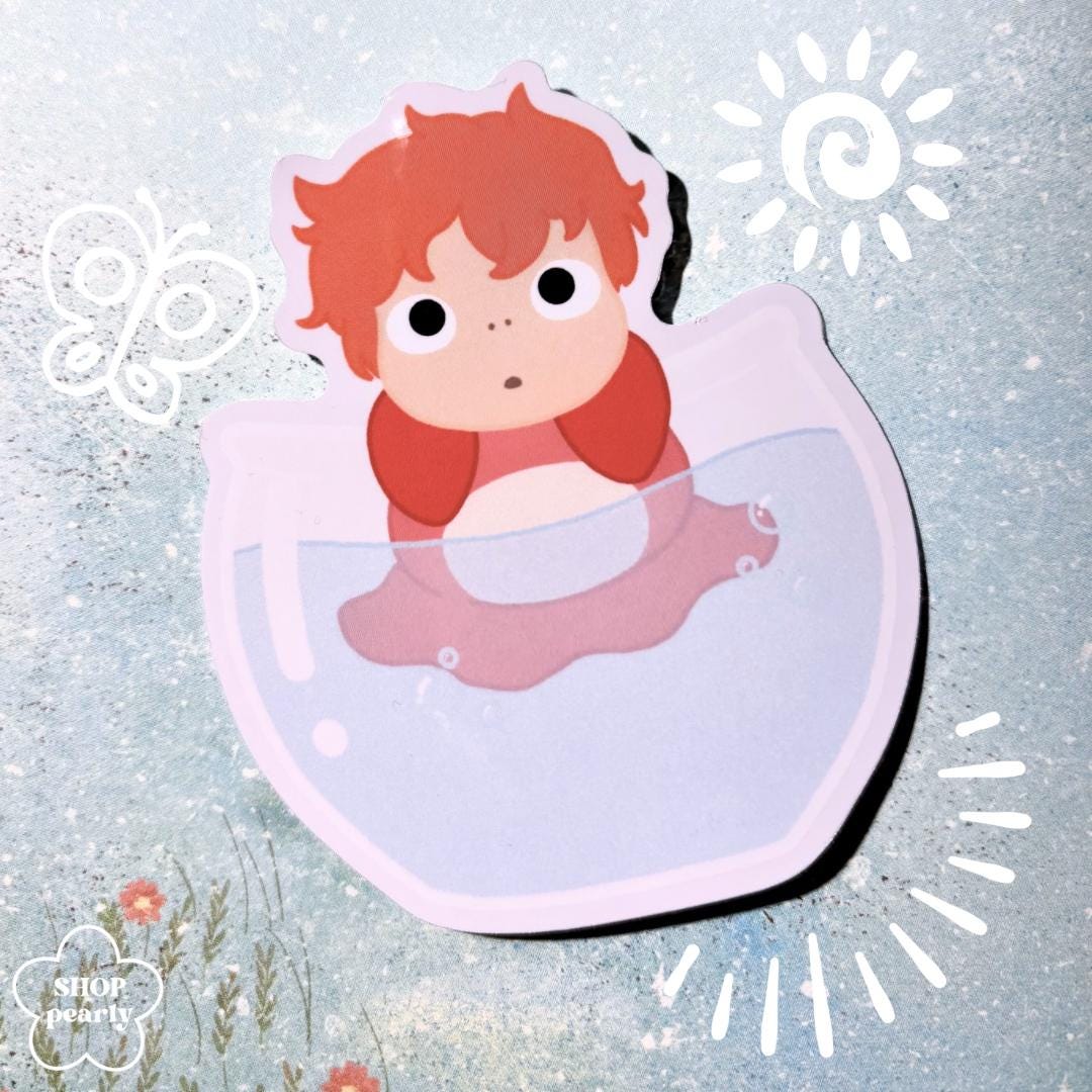 Ponyo Bowl Sticker Vinyl Waterproof Sticker, Kawaii Style - Etsy