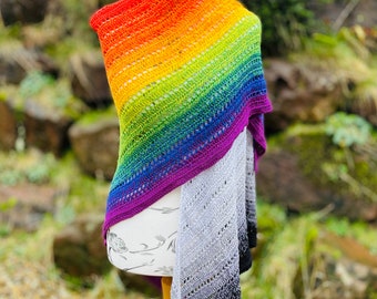 Handmade Rainbow Cotton Shawl: Women's Flowy Wrap