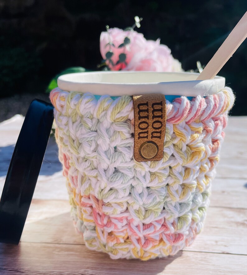 Cotton Ice Cream Pint Cozy: Reusable 500ml Tub Holder with Spoon Tuttie Fruitie