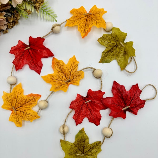 Autumn Leaves Garland, String Garland, Autumn Halloween Decorations, Seasonal Bunting, Fireplace Decor