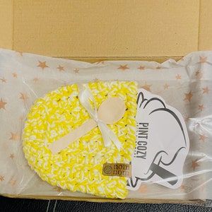 Cotton Ice Cream Pint Cozy: Reusable 500ml Tub Holder with Spoon image 8