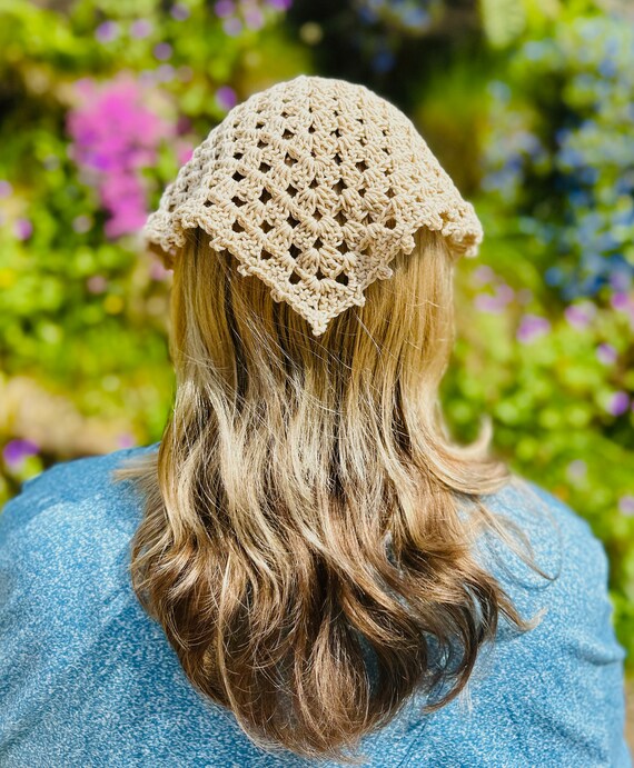 Crochet Triangle Bandana: Boho Festival Head Scarf - Etsy display picture 3