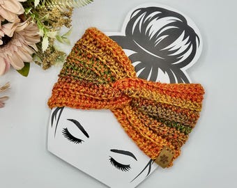 Crochet Turban Ear Warmer: Twisted Chunky Headband, Vegan Acrylic