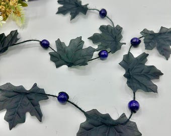 Black Leaves Spooky Halloween Decorations and Fireplace Garland. Witchy Vibe Bunting for Caravans.