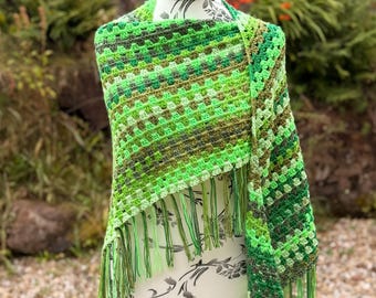 Cosy Oversized Boho Style Fringe Crochet Shawl