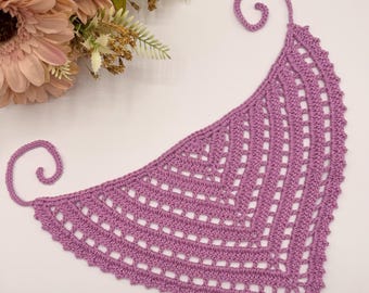 Boho Festival Bandana, Natural Fibre Headband, Eyelet Kerchief, Cotton Bamboo Triangle Bandana