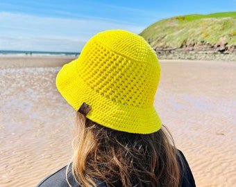 Handmade Organic Cotton Crochet Bucket Hat: Summer Festival Beach Hat