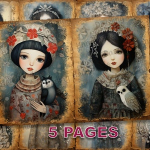 Once Upon a Time Junk Journal Pagina's Afdrukbare JPG Ephemera Aquarel Commerciële licentie Instant Download Scrapbook Fairy Tale Fantasy D841