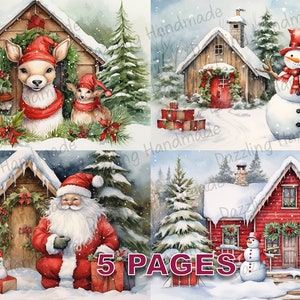 Czas Bożego Narodzenia Wiktoriańska pocztówka Junk Journal Wydrukuj Ephemera Akwarela Clipart PNG Licencja komercyjna Natychmiastowe pobieranie Album D530
