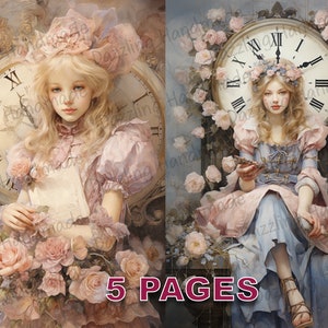 Era uma vez cartão postal lixo diário para impressão coisas efêmeras aquarela clipart PNG licença comercial download instantâneo álbum de recortes vintage D219