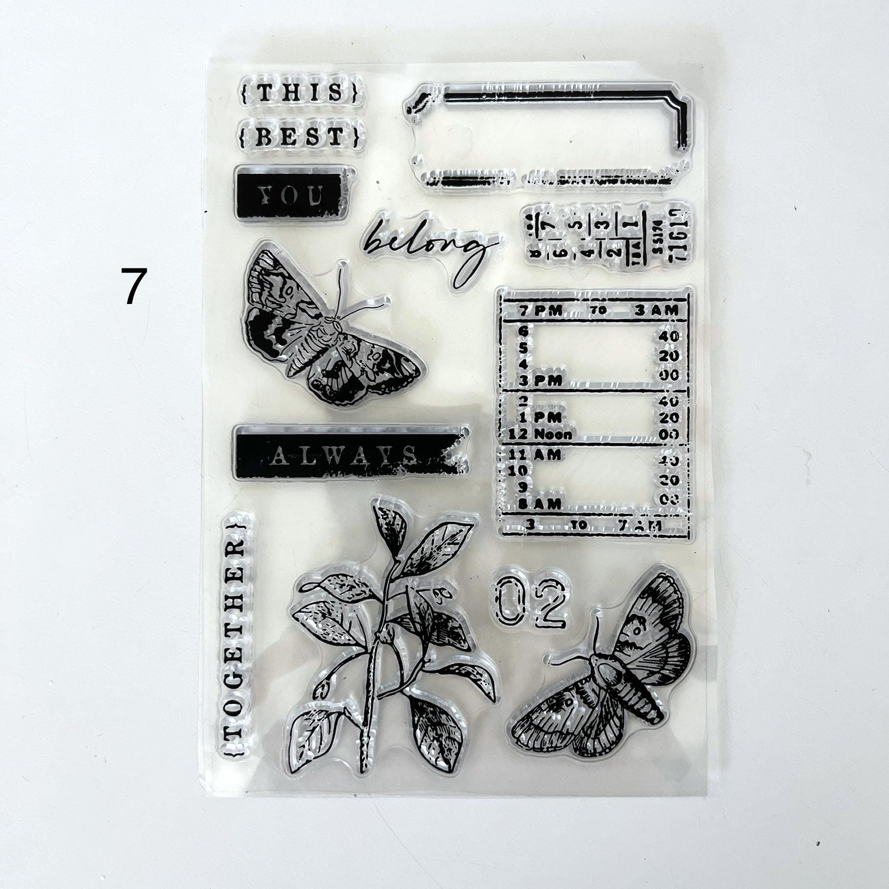 Vintage Stamp Stamps Clear Silicone Transparent Elements Flowers, Text ...