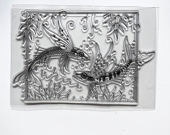 Vintage Flying fish Clear Stamps Large Element Decorative for journaling and card making ss9