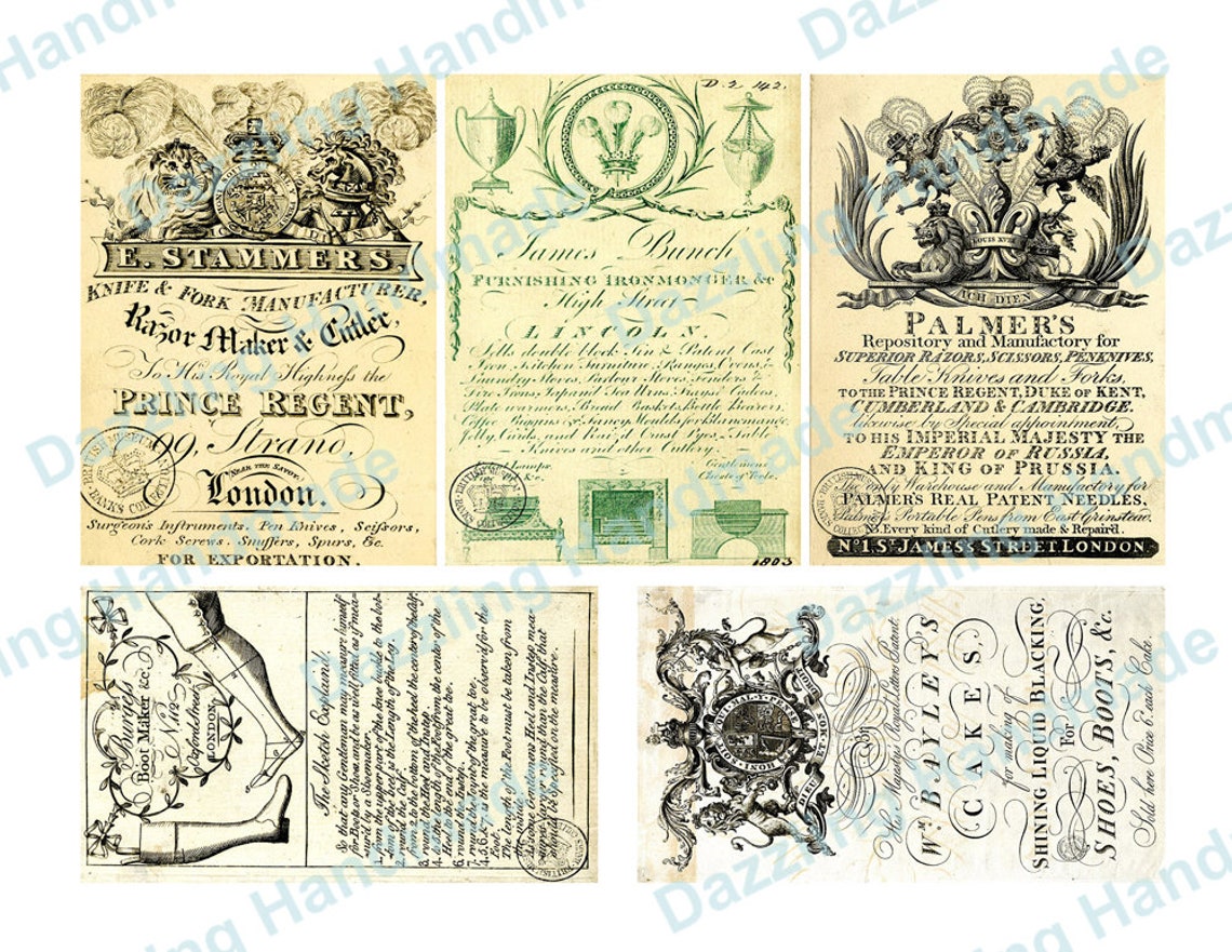 SET 10 Printable Antique Paper Ephemera Clipart Junk Journal Commercial