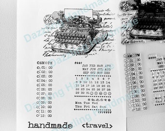 Vintage Typewriter Clear Stamp Day Time Month Date by Dazzling Handmade ss20