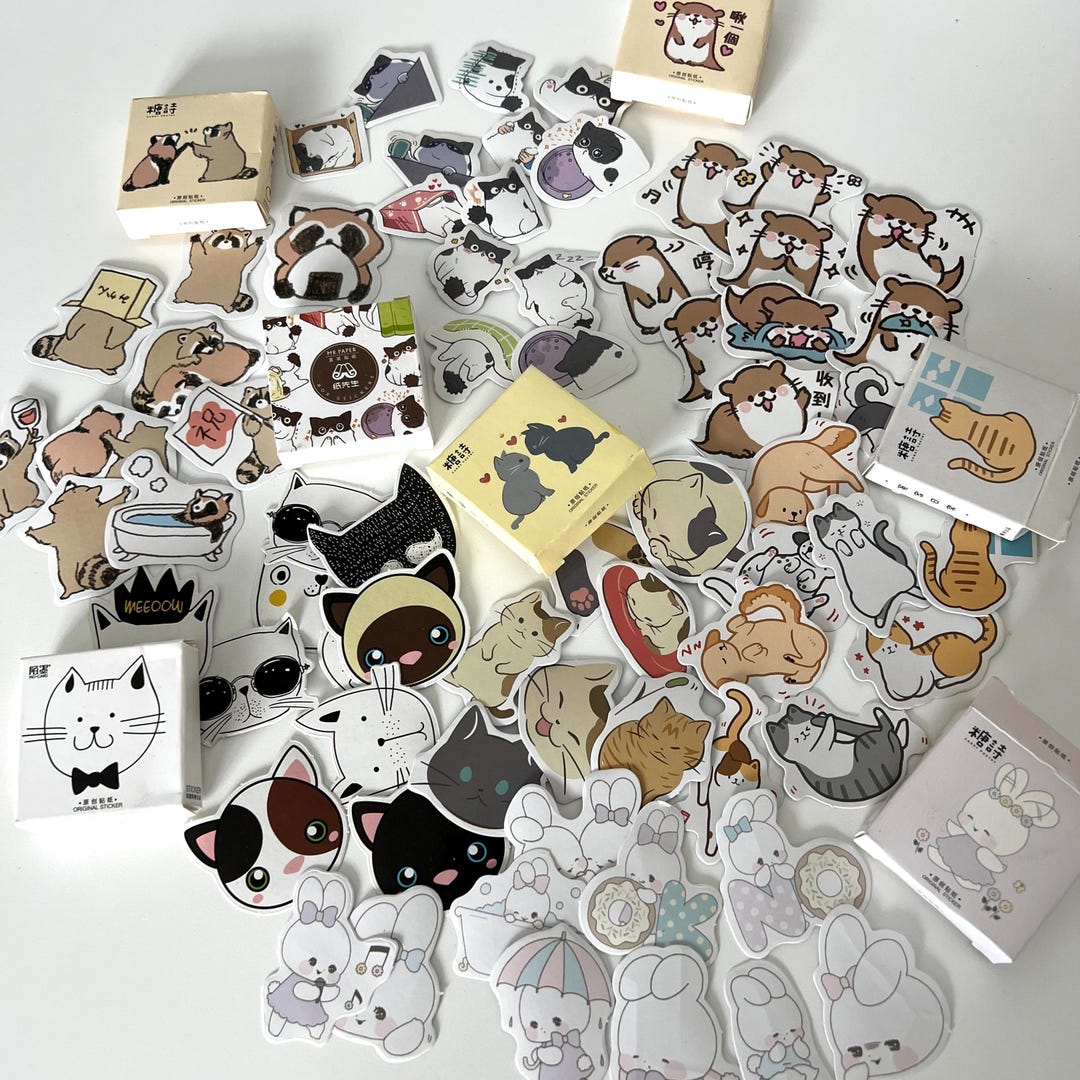 Cute Animal Sticker Scrapbooking Craft Supplies Racoons, Otters, Cats ...