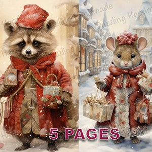 Czas Bożego Narodzenia Wiktoriańska pocztówka Junk Journal Wydrukuj Ephemera Akwarela Clipart PNG Licencja komercyjna Natychmiastowe pobieranie Scrapbook D201