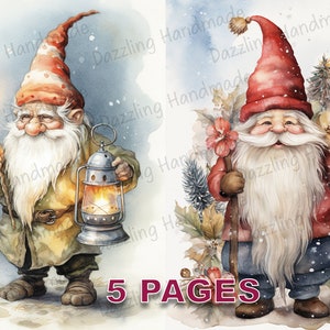Wiktoriański Gnom Pocztówka Junk Journal Wydrukuj Vintage Ephemera Akwarela Clipart PNG Licencja Komercyjna Natychmiastowe Pobieranie Bajka D121