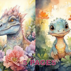 Cartão postal de dinossauro fofo Junk Journal para impressão Efêmera aquarela Clipart PNG Licença comercial Download digital Clip Art Scrapbook D014