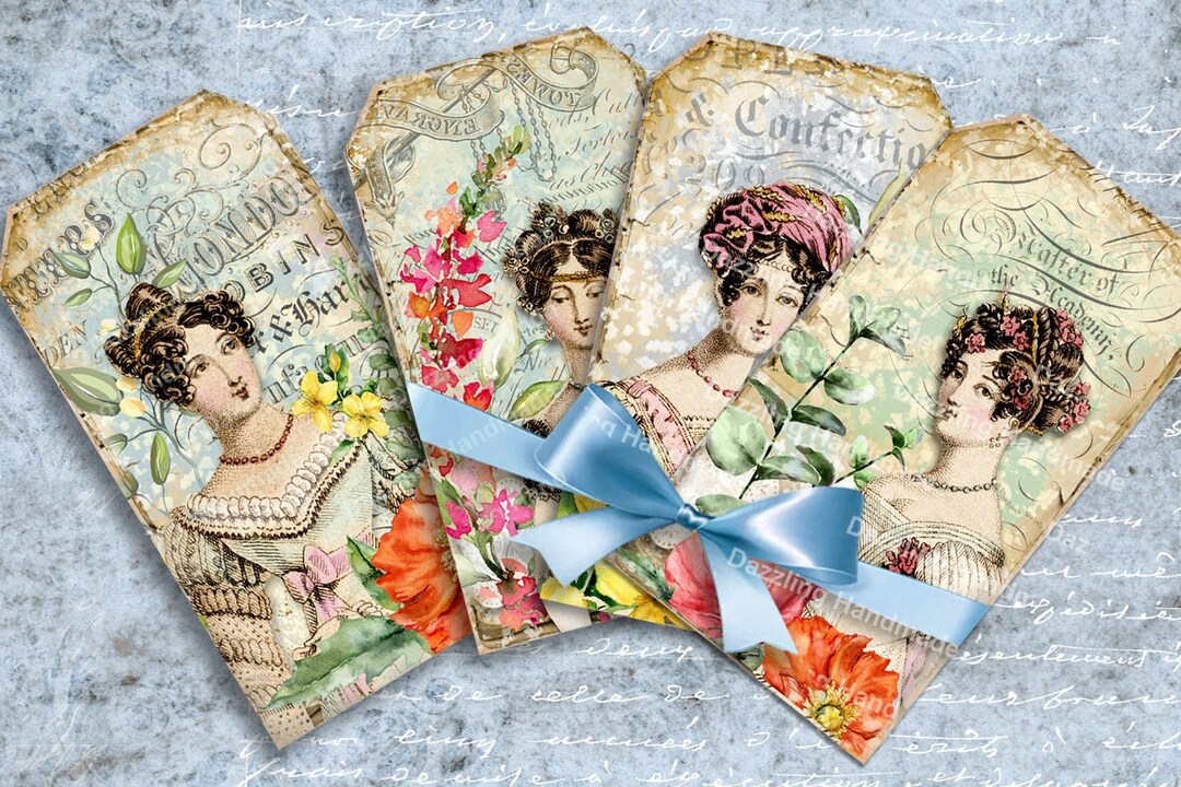Jane Austen Ladies Printable Antique Tags Ephemera Victorian Clipart ...