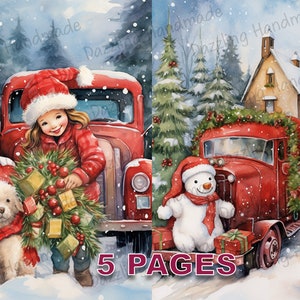 Weihnachtszeit viktorianische Postkarte Junk Journal druckbare Ephemera Aquarell Clipart PNG kommerzielle Lizenz Sofortiger Download Scrapbook D501