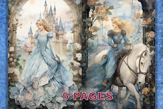 シンデレラ おとぎ話 ポストカード ジャンクジャーナル 印刷可能