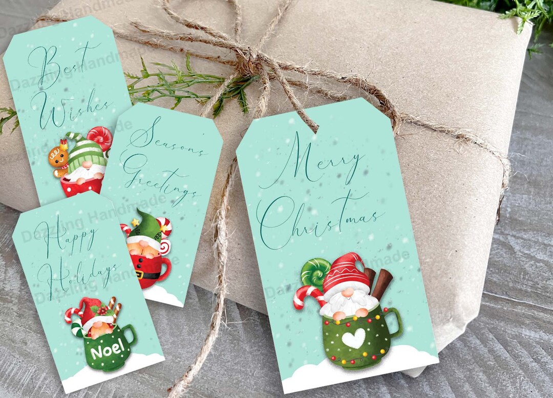 Printable Christmas Gift Tags GNOMES Merry Christmas - Etsy