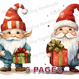 Weihnachtswichtel Postkarte Junk Journal druckbare Ephemera Aquarell Clipart PNG kommerzielle Lizenz Sofortiger Download Scrapbook viktorianischen D392