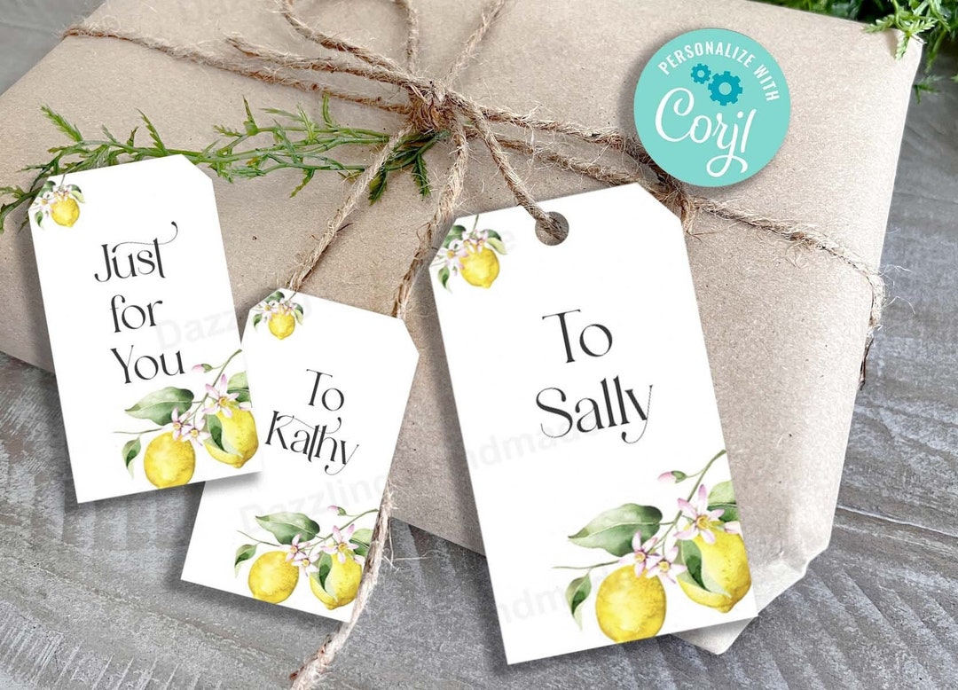 EDITABLE Lemon Name Tags With Corjl With Colorful Watercolor Fruit