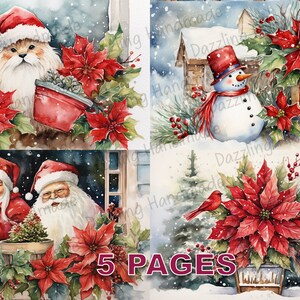 Weihnachtszeit viktorianische Postkarte Junk Journal druckbare Ephemera Aquarell Clipart PNG kommerzielle Lizenz Sofortiger Download Scrapbook D555