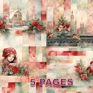 Weihnachtszeit viktorianische Postkarte Junk Journal druckbare Ephemera Aquarell Clipart PNG kommerzielle Lizenz Sofortiger Download Scrapbook D496