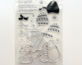 Christmas Stamp Polar Bear Clear Silicone Transparent Beautiful Holiday Seasonal Winter ss27