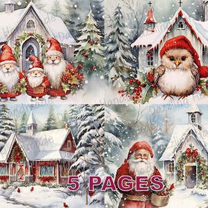 Weihnachtszeit viktorianische Postkarte Junk Journal druckbare Ephemera Aquarell Clipart PNG kommerzielle Lizenz Sofortiger Download Scrapbook D564