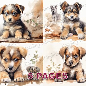 Patas de cachorro Cartão postal de cachorro fofo Diário de lixo Imprimível Ephemera Aquarela Clipart PNG Licença comercial Download instantâneo Arte de álbum de recortes D347