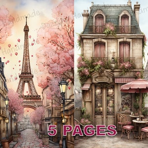 Cartão postal vintage parisiense, diário lixo para impressão, coisas efêmeras, aquarela, licença comercial, download instantâneo, álbum de recortes, arte, viagem D090