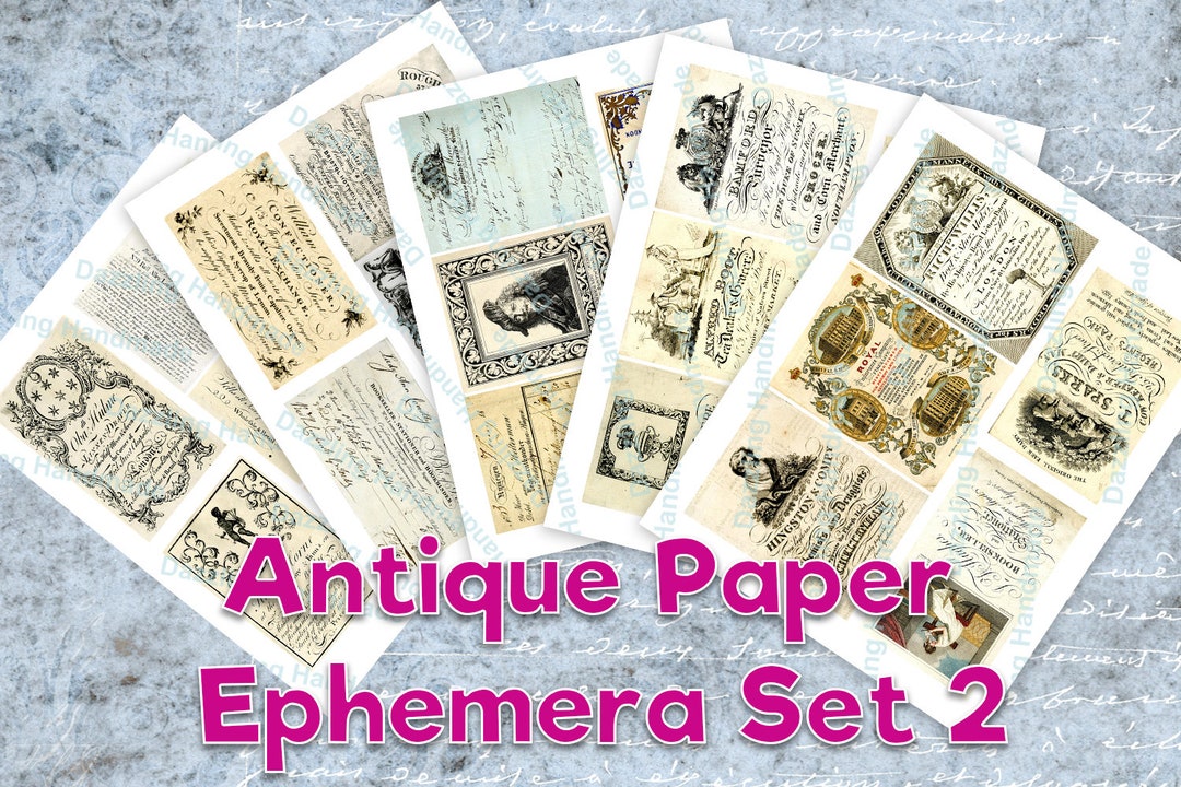 SET 2 Printable Antique Paper Ephemera Clipart Junk Journal Commercial ...