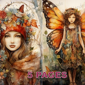 Es war einmal Postkarte Junk Journal druckbare Ephemera Aquarell Clipart PNG kommerzielle Lizenz Sofortiger Download Scrapbook Vintage D635