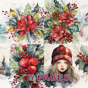 Weihnachtszeit viktorianische Postkarte Junk Journal druckbare Ephemera Aquarell Clipart PNG kommerzielle Lizenz Sofortiger Download Scrapbook D352