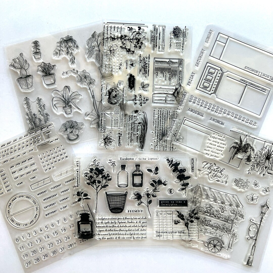 Daily Journaling Stamp Clear Silicone Transparent Travel, Plants, Date ...