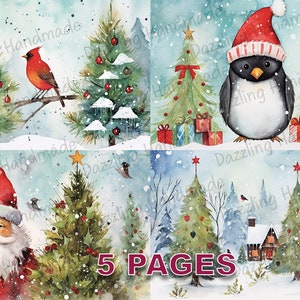 Weihnachtszeit viktorianische Postkarte Junk Journal druckbare Ephemera Aquarell Clipart PNG kommerzielle Lizenz Sofortiger Download Scrapbook D570