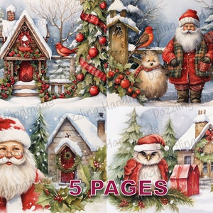 Weihnachtszeit viktorianische Postkarte Junk Journal druckbare Ephemera Aquarell Clipart PNG kommerzielle Lizenz Sofortiger Download Scrapbook D503