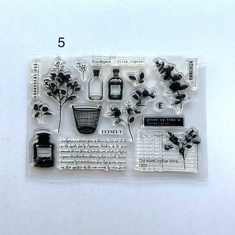 Daily Journaling Stamp Clear Silicone Transparent Travel, Plants, Date ...