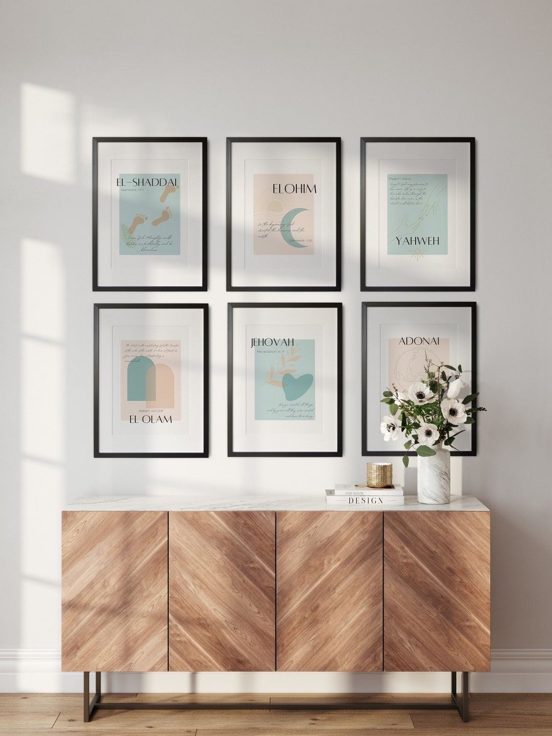 Names of God Set of 6 Printable Wall Art - Christian Wall Art - Yahweh ...