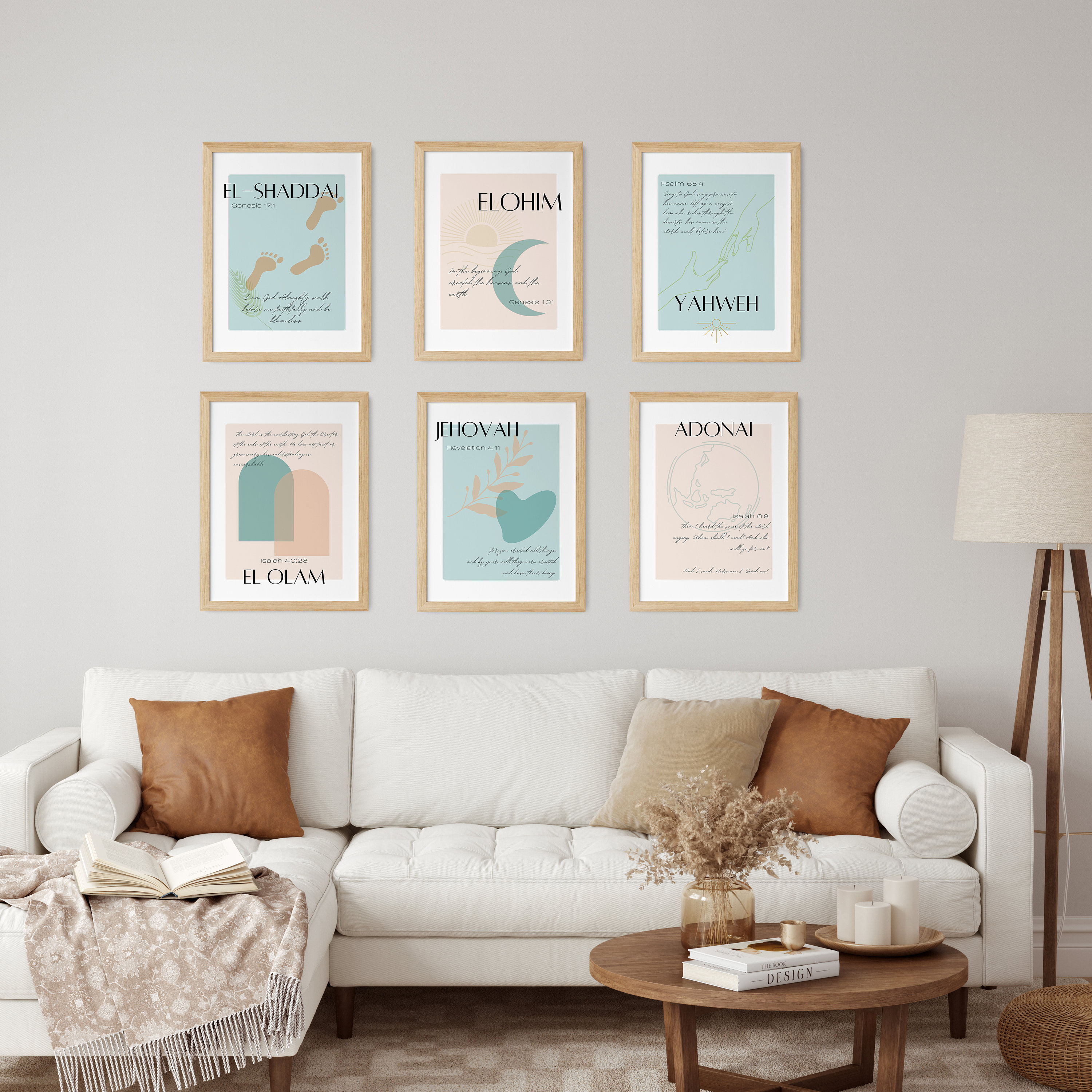 Names of God Set of 6 Printable Wall Art - Christian Wall Art - Yahweh ...