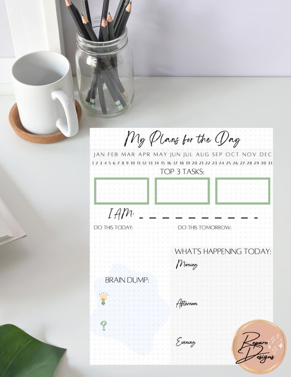Daily Planner Printable Daily Todo List Easy Use Planner Etsy