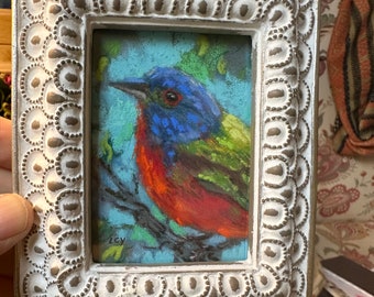 table top gift, bird painting, small gift, small gifts, framed painting, original art, bird gift, handmade gift, handmade, bird art