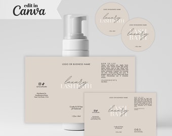 30ml, 50ml, & 60ml DIY Editable Lash Cleanser Label Templates