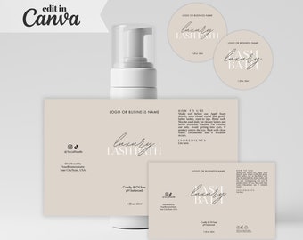30ml, 50ml, & 60ml DIY Editable Lash Cleanser Label Templates