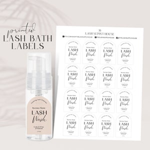 May include: A sheet of printable labels for lash bath, featuring the text "Lash Wash" in a handwritten font. The labels are designed for a foaming lash cleanser and are available for purchase from The Lash Supply House.