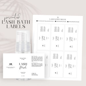 24 Water Resistant Printed Product Labels for 30ml, 50ml, or 60ml Eyelash Foam Cleanser Bottles, Lash Label Template Printing